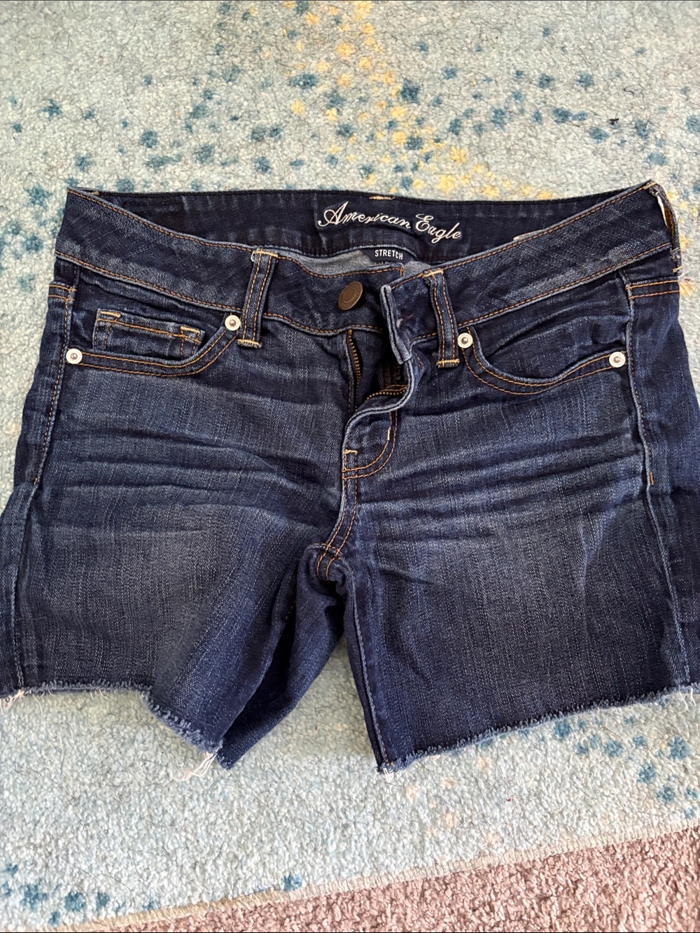American Eagle Outfitters Dark Blue Denim Cutoff Shorts